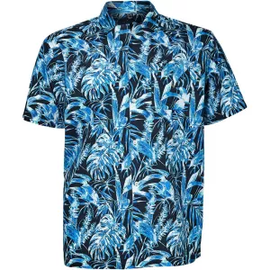 Chemise Hawaii bleu à motif feuillage