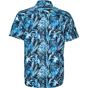 Chemise Hawaii bleu à motif feuillage-5XL