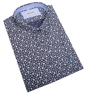 Chemise bleu marine col américain manches courtes