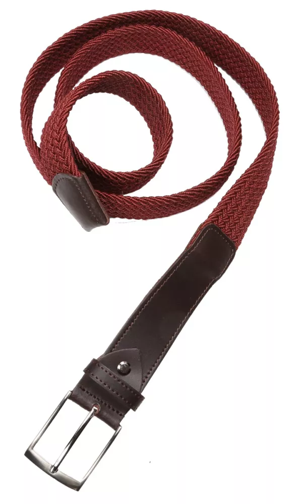 Ceinture tressée extensible bordeaux -C130