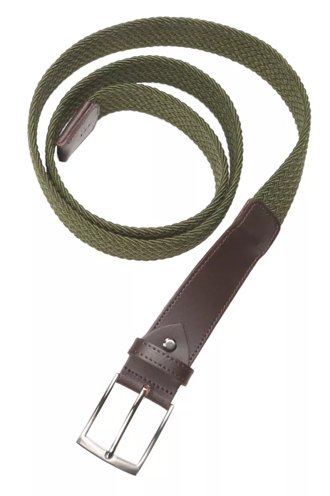 Ceinture tressée extensible vert olive -C175