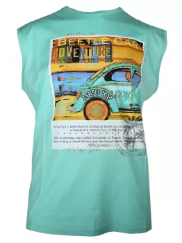 T-shirt sans manche vert menthe Beetle Car-4XL