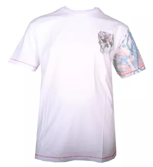 T-shirt imprimé crâne blanc effet soleil stylé-5XL