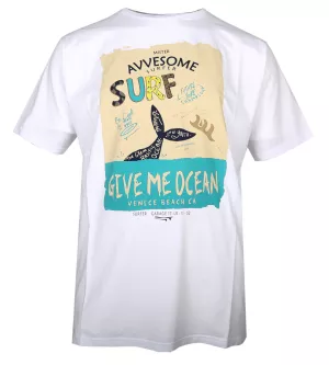T-shirt surf blanc motif Venice Beach 