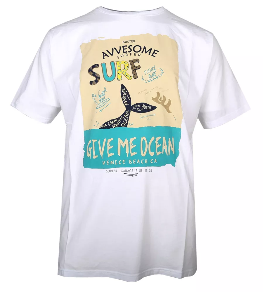 T-shirt surf blanc motif Venice Beach -3XL