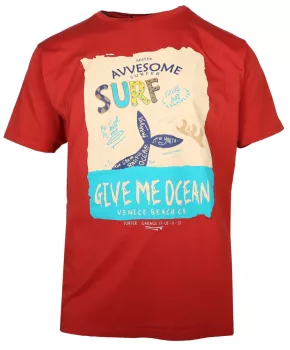 T-shirt surf rouge brique motif Venice Beach 