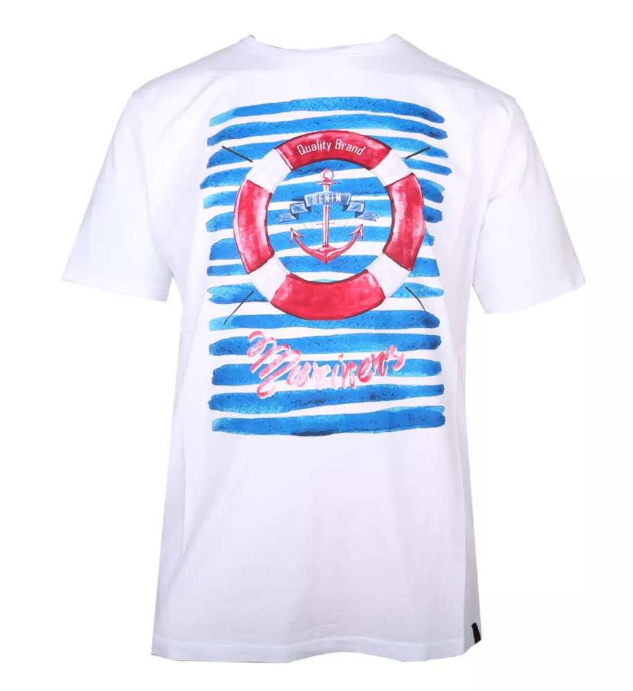 T-shirt imprimé nautique estivale blanc-4XL