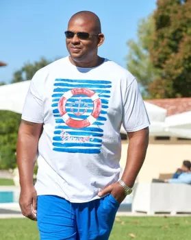 T-shirt imprimé nautique estivale blanc-3XL