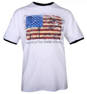 T-shirt USA Wildlife blanc col contrasté
