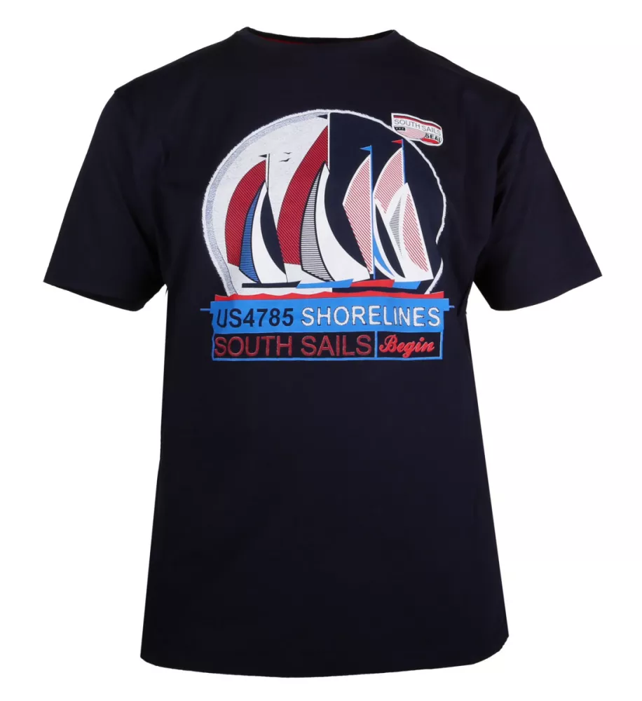 T-shirt nautique bleu marine South Sails -3XL