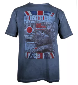 T-shirt London effet délavé bleu denim 