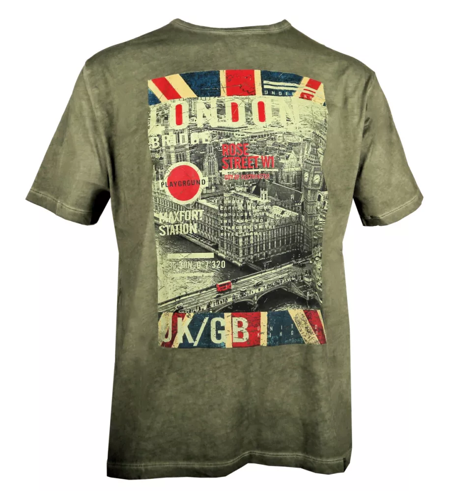 T-shirt London effet délavé Vert army -4XL