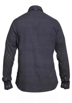 Chemise à motifs bleu marine pans longs arrondis-6XL