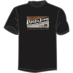 T-shirt Replika Jeans 98 noir délavé grande taille