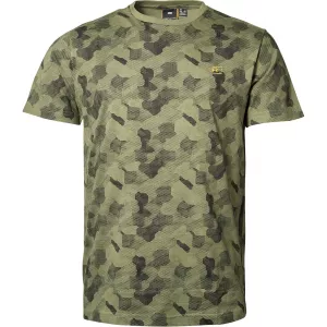 T-shirt Replika jeans vert olive motif camouflage