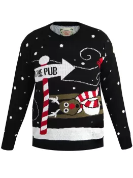Pull Noël noir rigolo père Noël D555-2XL