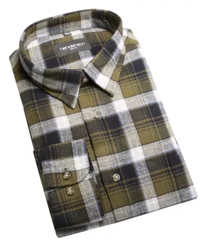 Chemise flanelle à carreaux carreaux vert olive
