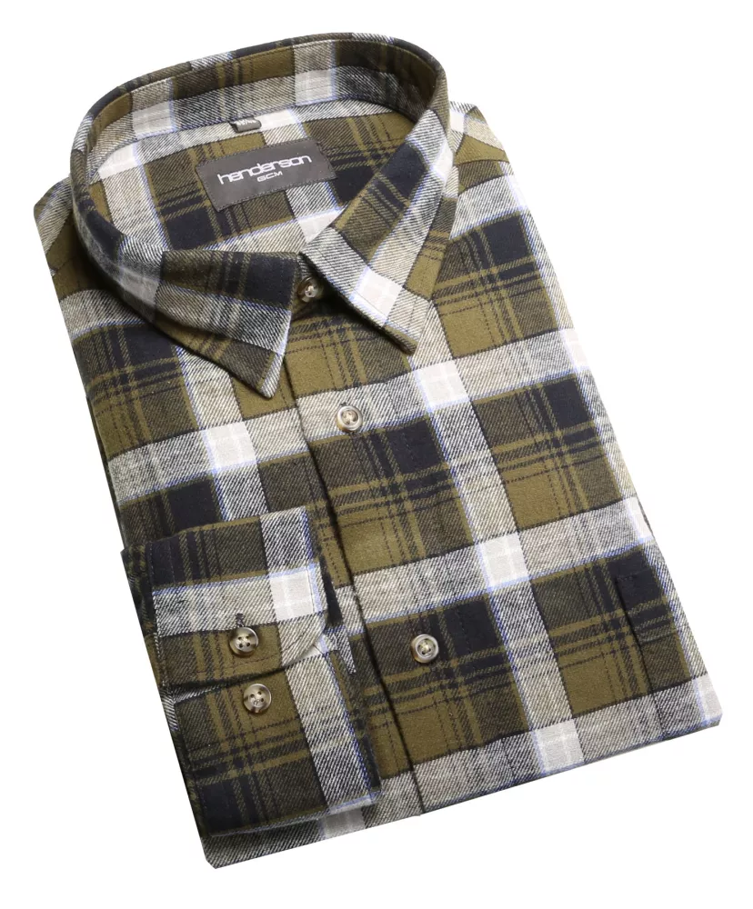 Chemise flanelle à carreaux carreaux vert olive-2XL