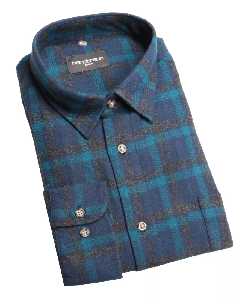 Chemise flanelle à carreaux carreaux marine pétrole-2XL