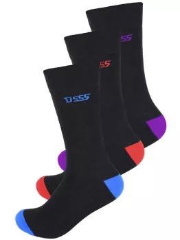 Chaussettes noire 3 paires contrastées-45-48