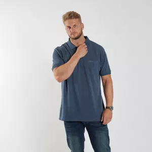 Polo piquet bleu denim avec poche-7XL