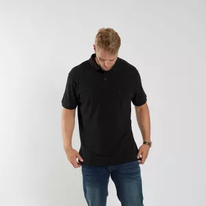 Polo piquet noir avec poche-8XL