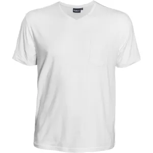 T-shirt col V blanc avec poche poitrine