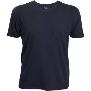 T-shirt col V bleu marine avec poche poitrine