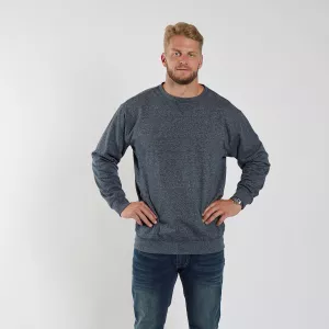 Pull col rond Mélange de gris brodé discret-6XL