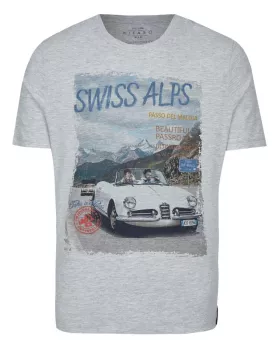 T-shirt gris chiné Swiss Alps imprimé manches courtes