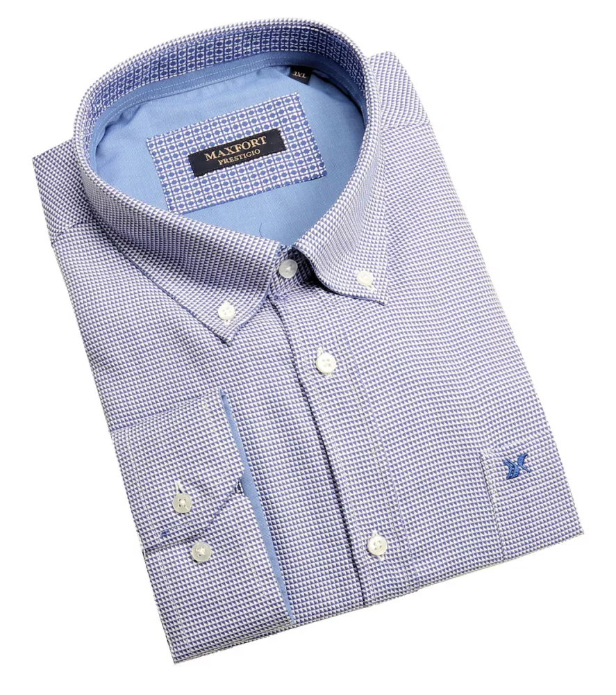 Chemise MAXFORT PRESTIGIO motifs bleu azur-7XL