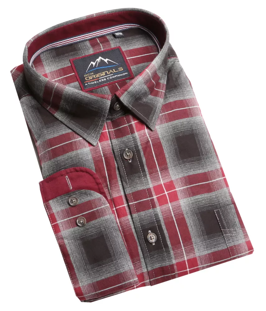 Chemise à carreaux Noir blanc rouge manches longues-5XL