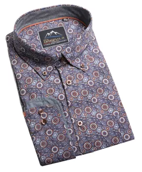 Chemise imprimée mauve manches longues