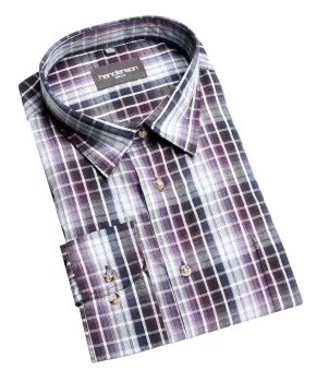 Chemise à carreaux carreaux Noir blanc violet
