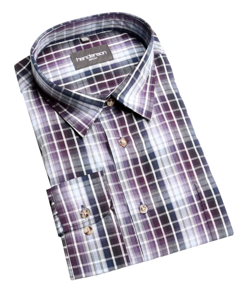Chemise à carreaux carreaux Noir blanc violet-2XL