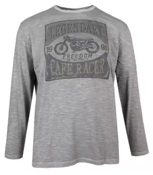 T-shirt manche longue Mélange de gris Café Racer vintage
