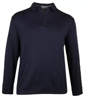 Polo manches longues uni bleu marine doux et chic