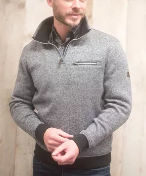 Sweat zippé noir avec col haut et poche