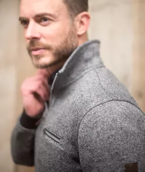 Sweat zippé noir avec col haut et poche-5XL