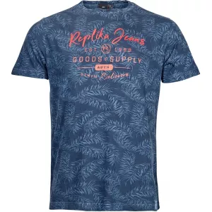 T-shirt imprimé bleu marine Replika Jeans