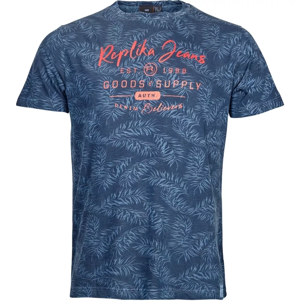 T-shirt imprimé bleu marine Replika Jeans-6XL