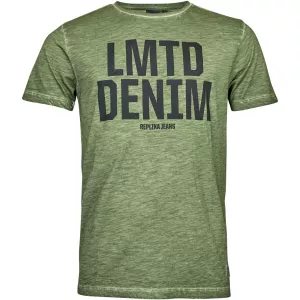 T-shirt Replika vert olive motif LMTD DENIM