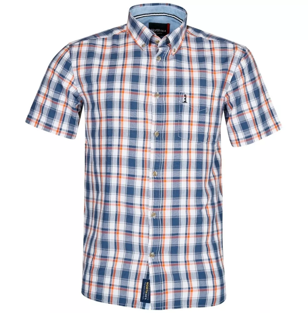 Chemise à carreaux Blanc, bleu clair et orange North-3XL