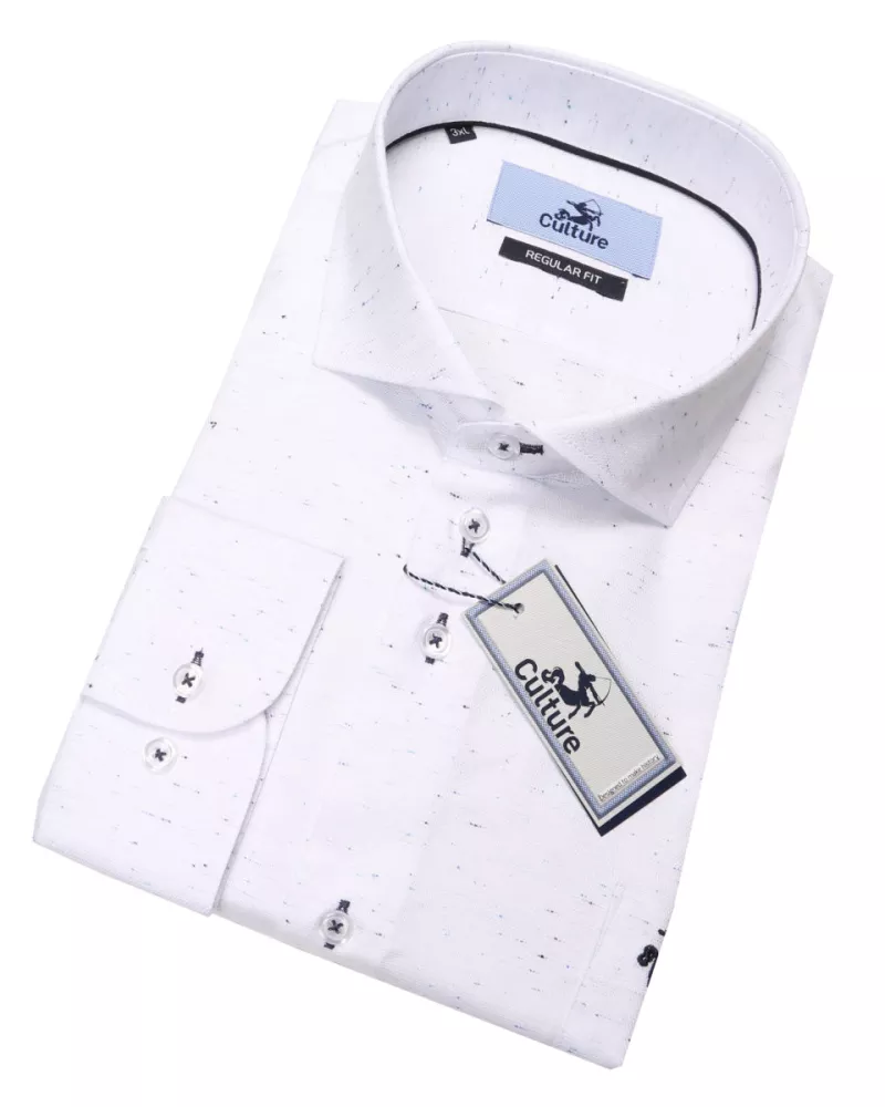 Chemise blanche pointes bleues manches longues-5XL