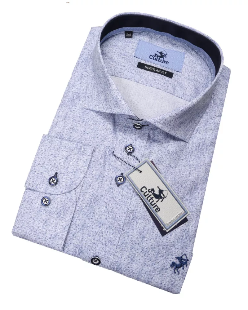 Chemise bleu clair Culture Regular Fit coton-5XL