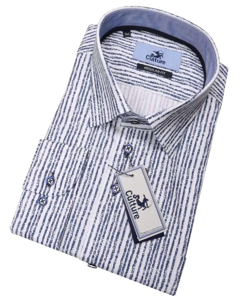 Chemise blanche rayée manches longues Culture-4XL