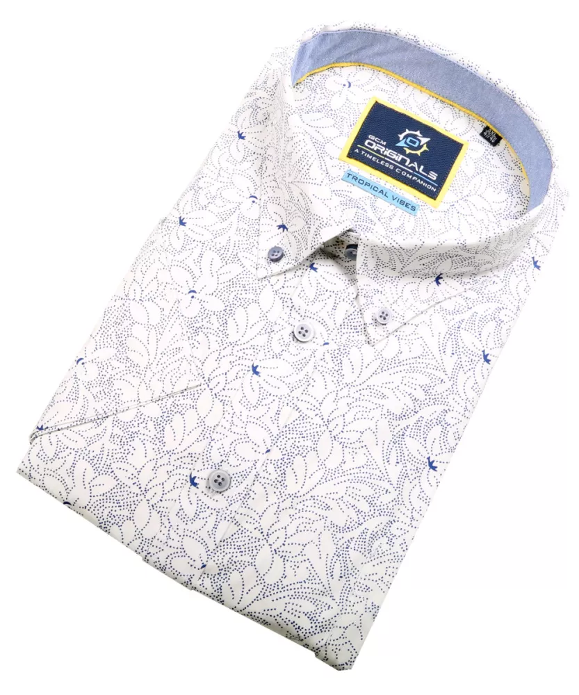 Chemise tropicale blanche extensible et stylée-4XL