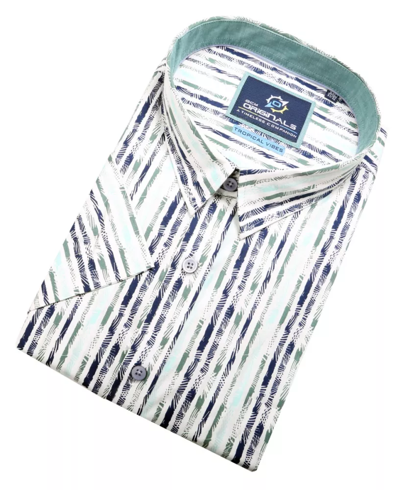 Chemise à rayures tropicales Vert clair été - XXL4YOU-4XL