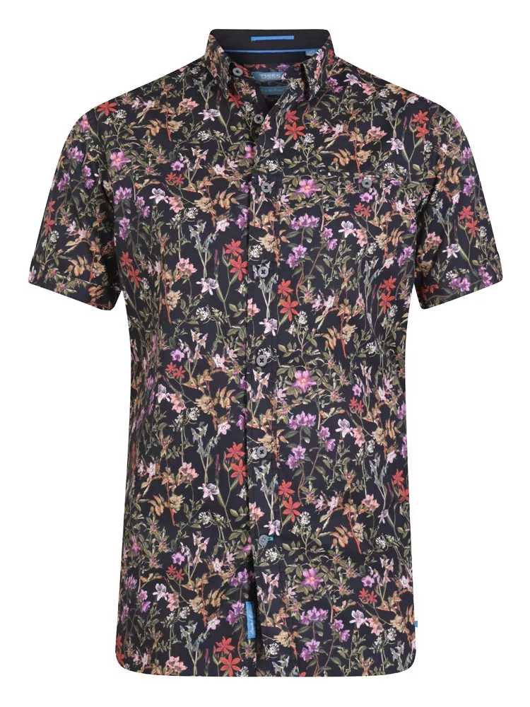Chemise manche courte Hawaïenne noir de 3XL à 6XL-5XL