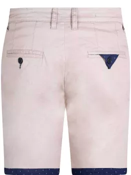 Short Beige clair à revers contrastés et poches-P48